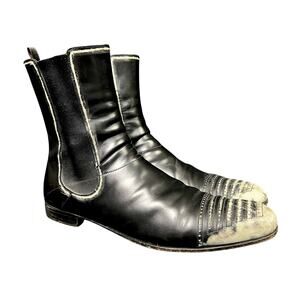 Prada Distressed Accents Chelsea Pull-On Black Boots -Sz 11 - $1,470 Retail